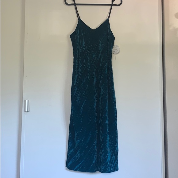 Sam Edelman Turquoise Velvet Slip Dress - size 2 - Picture 5 of 9